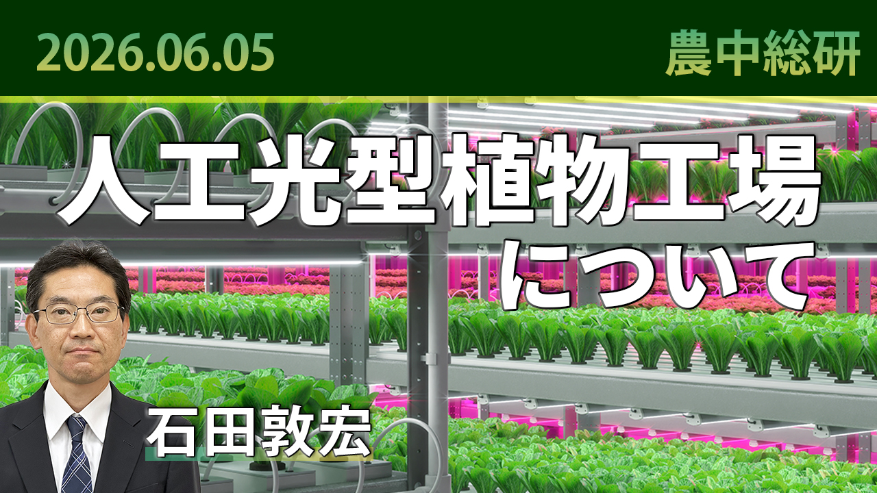 2026年6月5日
動画配信のお知らせ『人工光型植物工場について』（農中総研YouTubeチャンネル）